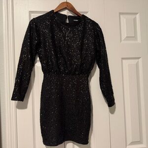 Express Black Sparkle Long Sleeve Dress